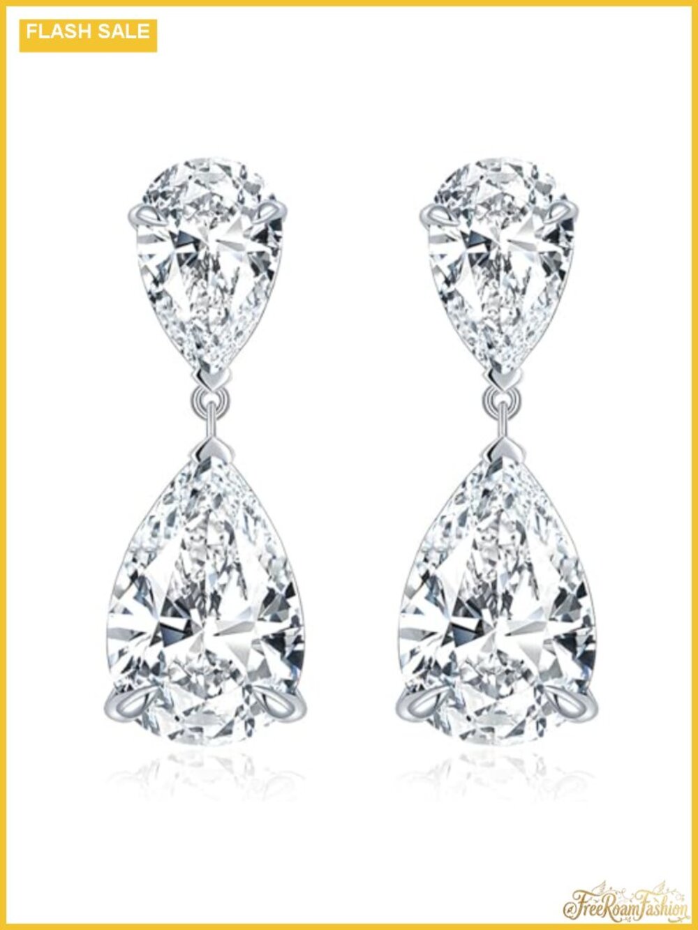Teardrop Dangle Earrings 925 Sterling Silver Pear Cut Cubic Zirconia Bridal Gift